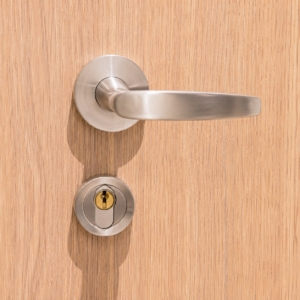 timber door handle close up
